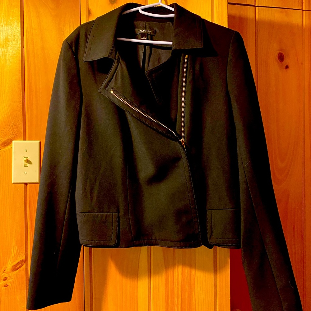 Ann Taylor sz 10 moto style jacket blazer black